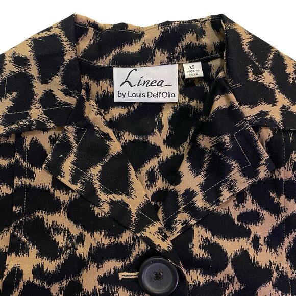 Linea Louis Dell'Olio Jacket Womens XS Brown Black Leopard Animal Print EUC - Picture 6 of 10
